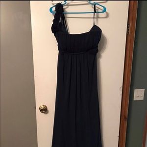Navy one shoulder dress